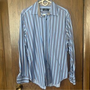 Bugatchi Uomo Men's Striped Classic Fit Long Sleeve Dress Shirt